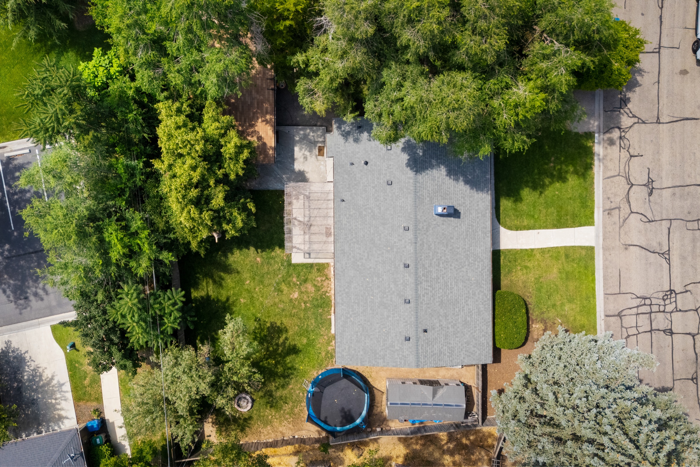 Detached studio exterior and backyard setting
